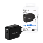 Productafbeelding LogiLink 230V 2xUSB-A lader 12W