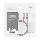 Productafbeelding LogiLink Audio 2x cinch  1.50m Premium 28AWG,goud